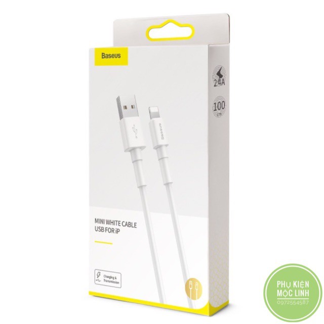 Dây sạc iphone Baseus sạc nhanh chính hãng cho ip ipad chiều dài 1m - mã Mini white