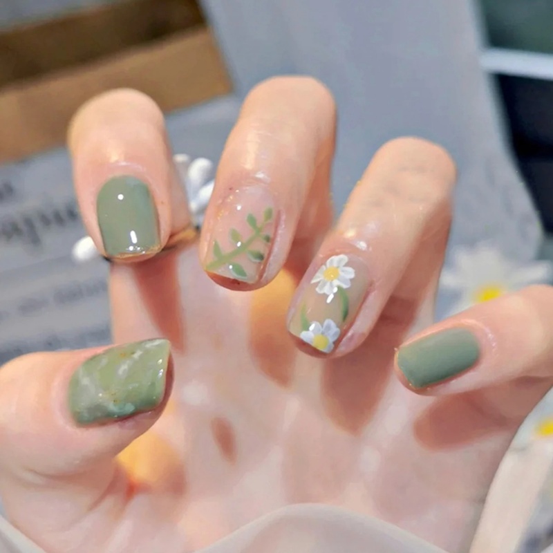 [Hàng mới về] Set 24 móng tay giả dáng ngắn chất liệu acrylic nhiều mẫu tùy chọn có thể tháo ra diy