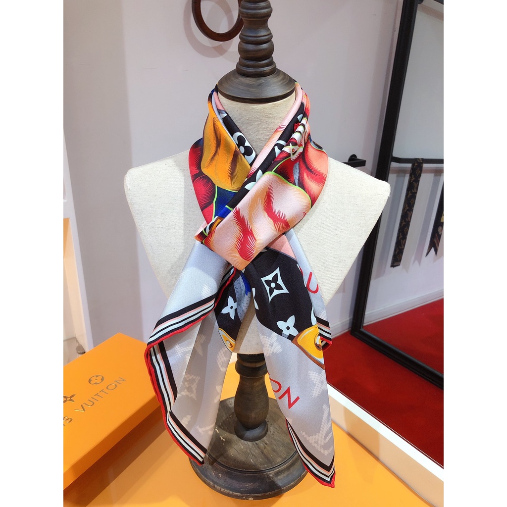 Khăn Quàng Cổ Vuông Bằng Lụa In Họa Tiết Hoa Sang Trọng Thời Trang Mới 2022 35.4 * 35.4 inch