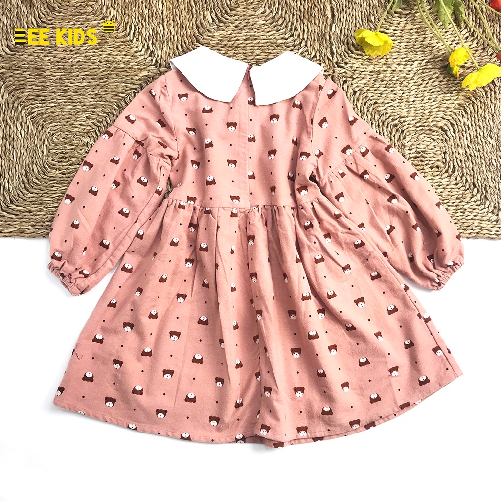 Váy bé gái thu đông từ 7-12 Tuổi BeeKids thiết kế babydoll họa tiết 7DC01450DT