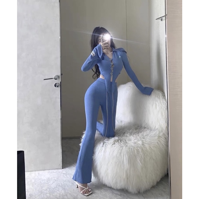 Áo croptop + quần dài sexy