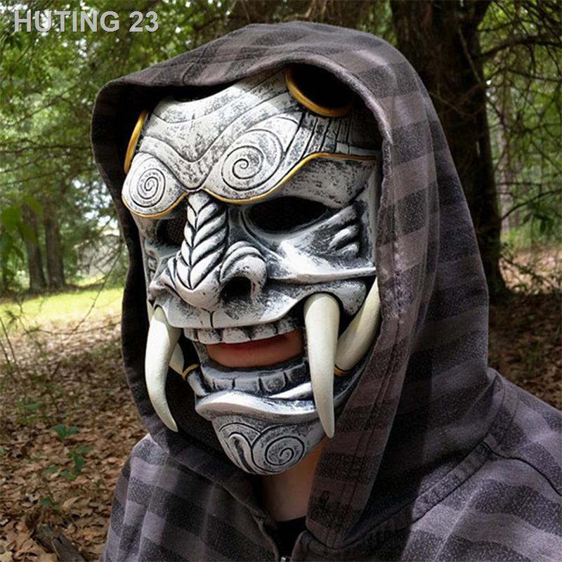 HTENG✘▼Mặt nạ prajna đỏ mới đáng sợ Nhật Bản cao su nhăn nhó nanh kinh dị cosplay