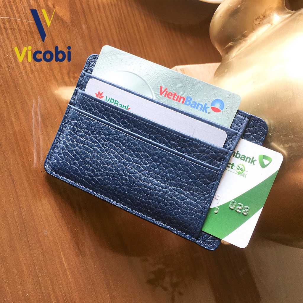 Ví mini Card Holder Da Bò Vicobi M4, Ví đựng thẻ ATM, GPLX cà vẹt bằng lái xe mới, Made in VietNam