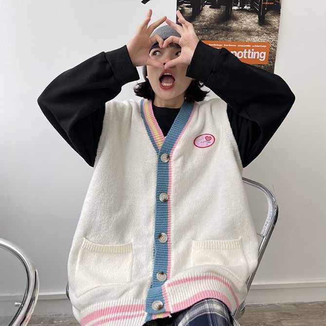 Áo Sweater Cổ Tròn Dáng Rộng Phong Cách Retro Cho Nữ