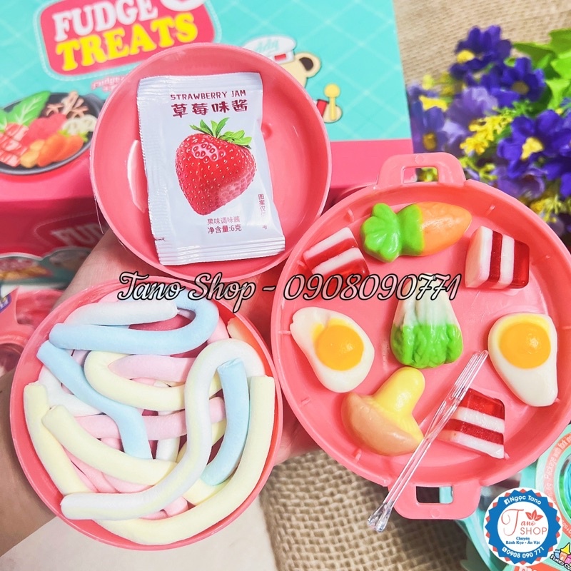 Set kẹo dẻo nồi lẩu full topping 3 ngăn cho bé