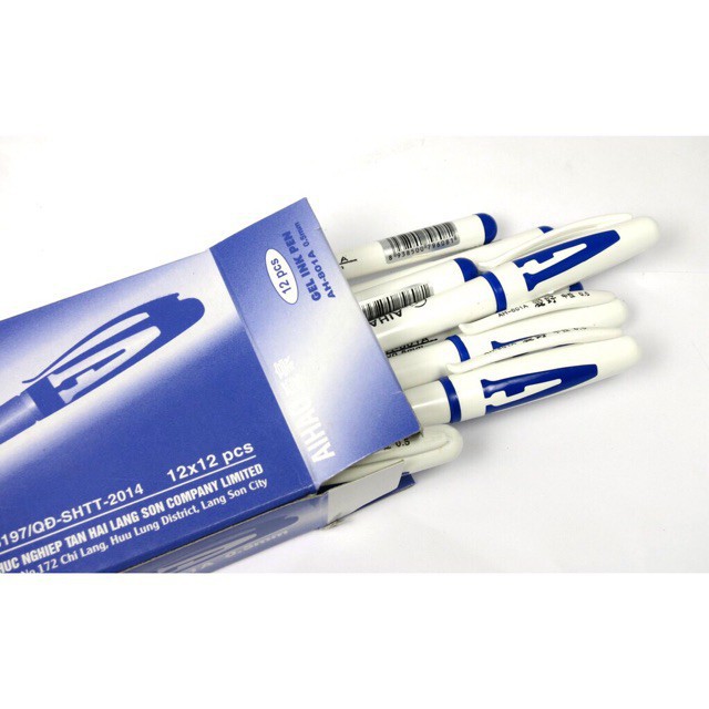 Hộp 12 bút bi nước chữ A AIHAO AH-801A ngòi 0.5 mm