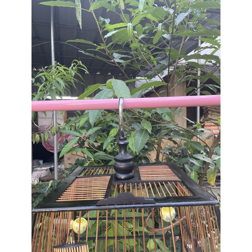 Khung Lồng Chim Chào Mào Gỗ Mun Đuôi Công ⚡TẶNG XIÊN HOA QUẢ ⚡ Vân Gỗ Cực Đẹp - Dễ Ráp - Chắc Chắn