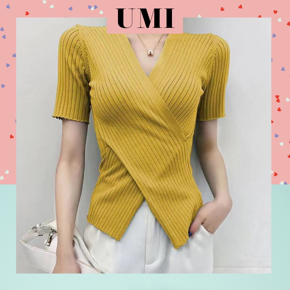 ÁO DỆT KIM ĐẮP CHÉO TÔN DÁNG CHUẨN PHONG CÁCH HÀN QUỐC ÁO CHÉO TÀ TÔN DÁNG