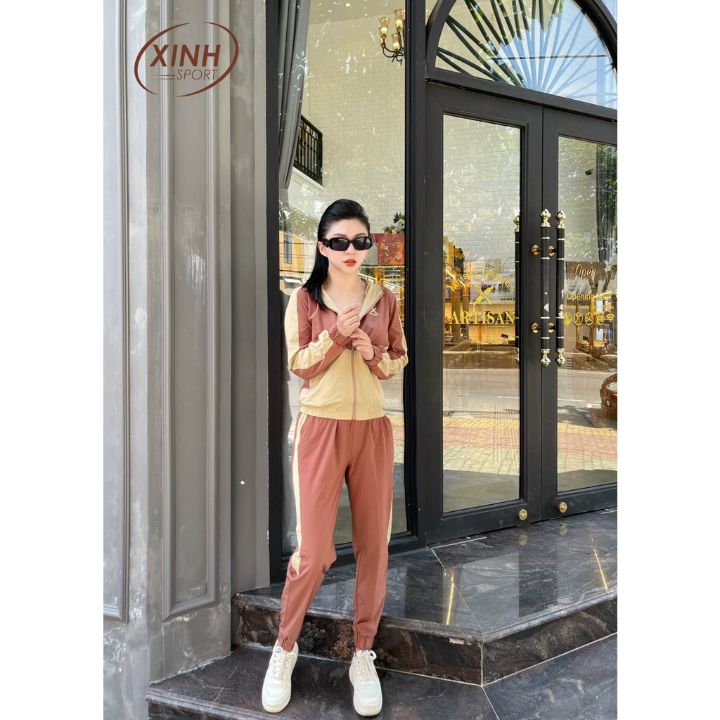 Bộ thể thao nữ Xinh Fashion Home Wear quần dài tay dài chất gió đẹp,phong cách trẻ trung,cá tính X609