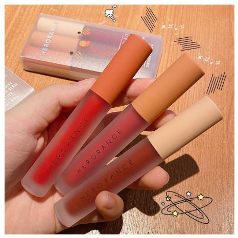 Set 3 Cây Son Kem Lì Herorange Fluffy Lip Glaze