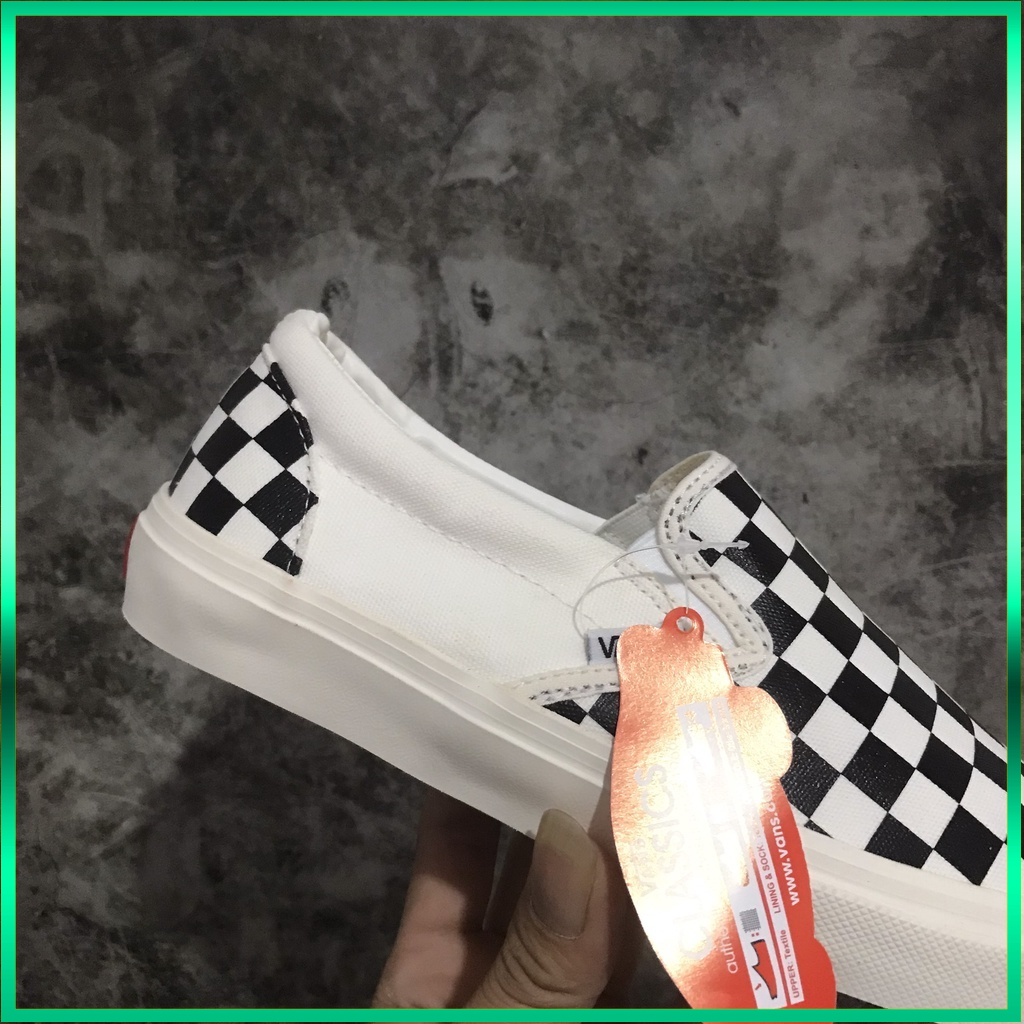 Giày Thể Thao 𝗩𝗮𝗻𝘀 Caro Nam Nữ, Giày Lười Slip On Vans Caro Vải Canvas Dày Dặn Hàng 11 Full Box