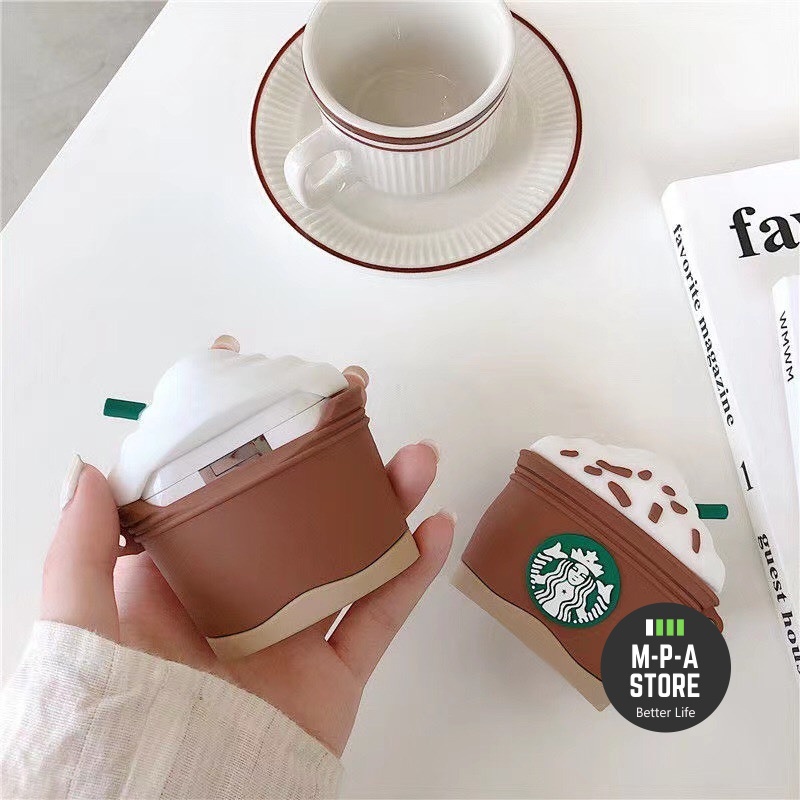 Case, vỏ, bao đựng ai nghe airpod 1 2 Pro nhựa dẻo chống va đập hình ly coffee STB