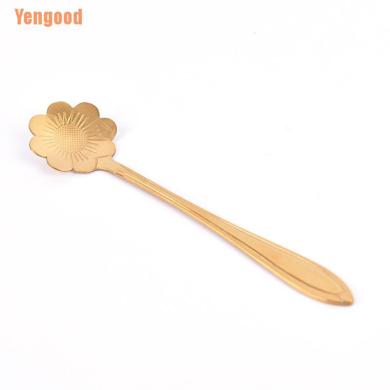 Muỗng uống trà hình bông hoa trang trọng bằng thép không gỉ tiện dụng