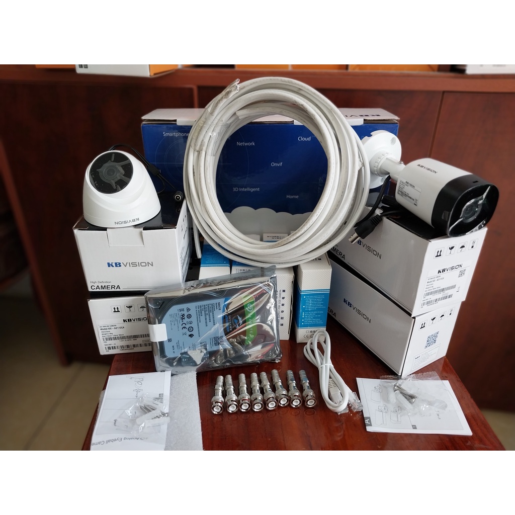 Trọn Bộ Camera 4 Mắt kbvision 2.0MP Full HD Chính Hãng trong nhà hoặc ngoài trời.