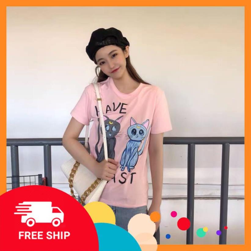 🦋🦋 Áo Phông Thun Cộc Tay Cotton 3 Màu Hình Mèo 3D G018