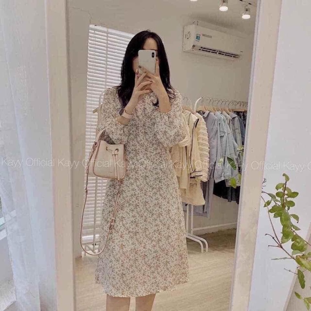 [Ảnh thật/Video]Váy hoa nhí cổ tròn dài tay vintage/Đầm hoa cỏ | BigBuy360 - bigbuy360.vn