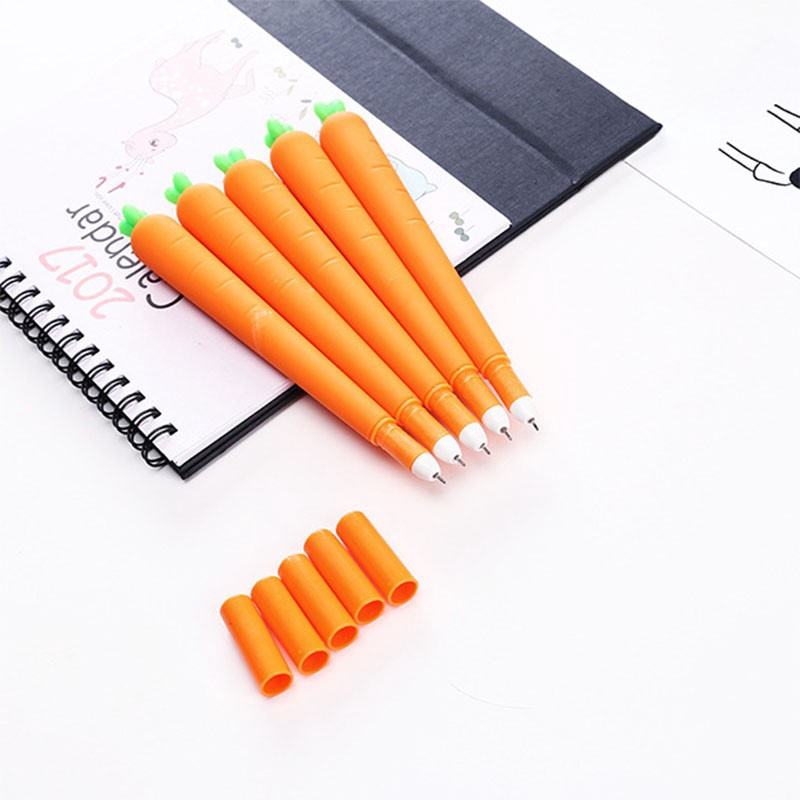 Bút gel kiểu củ cà rốt hoạt hình dễ thương mực đen ngòi 0.5mm cho học sinh/ văn phòng