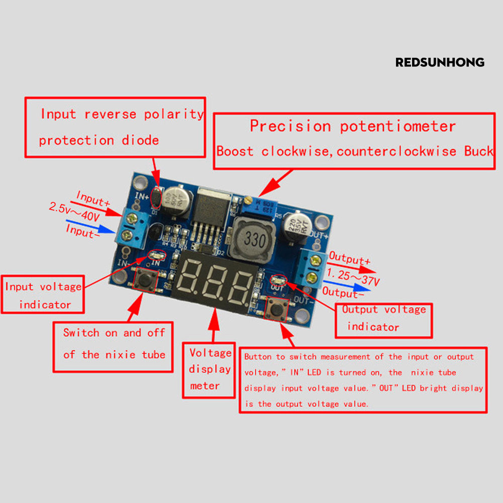 Mô Đun Hạ Áp Lm2596 Dc 2.5-40v Sang 1.25-37v