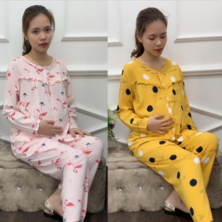 Bộ bầu và sau sinh dài tay chất lanh mát