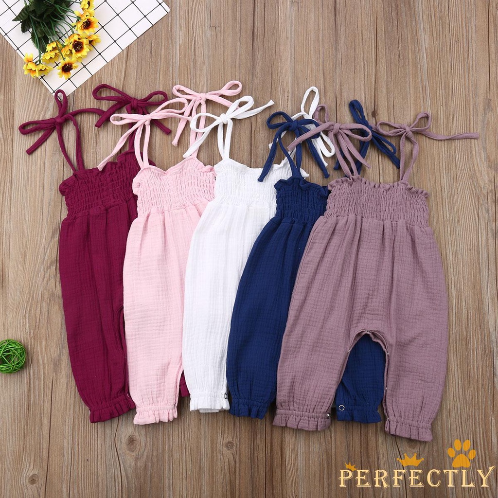 Áo liền quần bằng vải cotton phong cách đáng yêu dễ thay tã cho bé gái