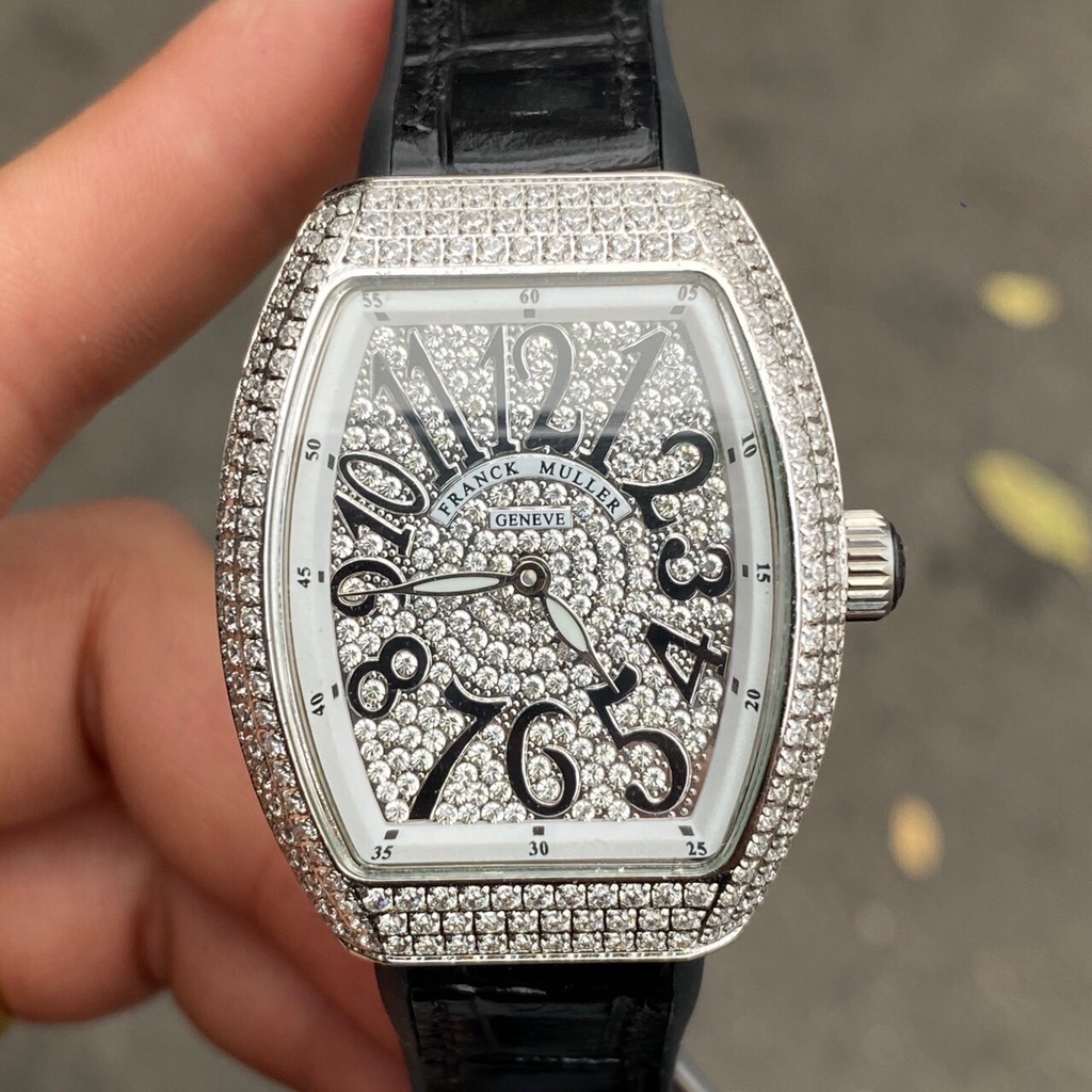 Đồng hồ Nữ Franck Muller mặt đá cao cấp chạy pin máy Nhật size 32mm dây cao su