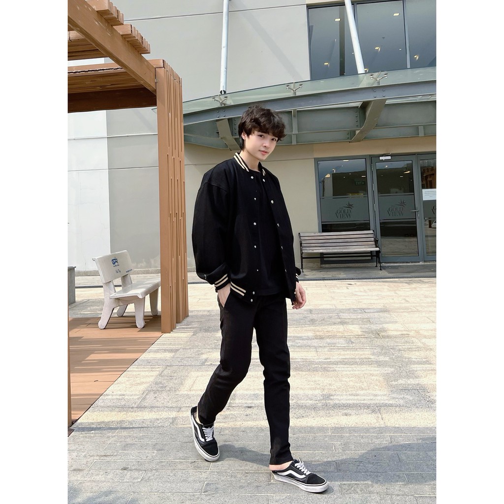 Áo khoác Varsity Jacket Bomber The Bad God Signature basic vải dạ 2 lớp