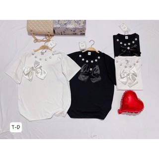 Áo phông nơ cổ đính đá