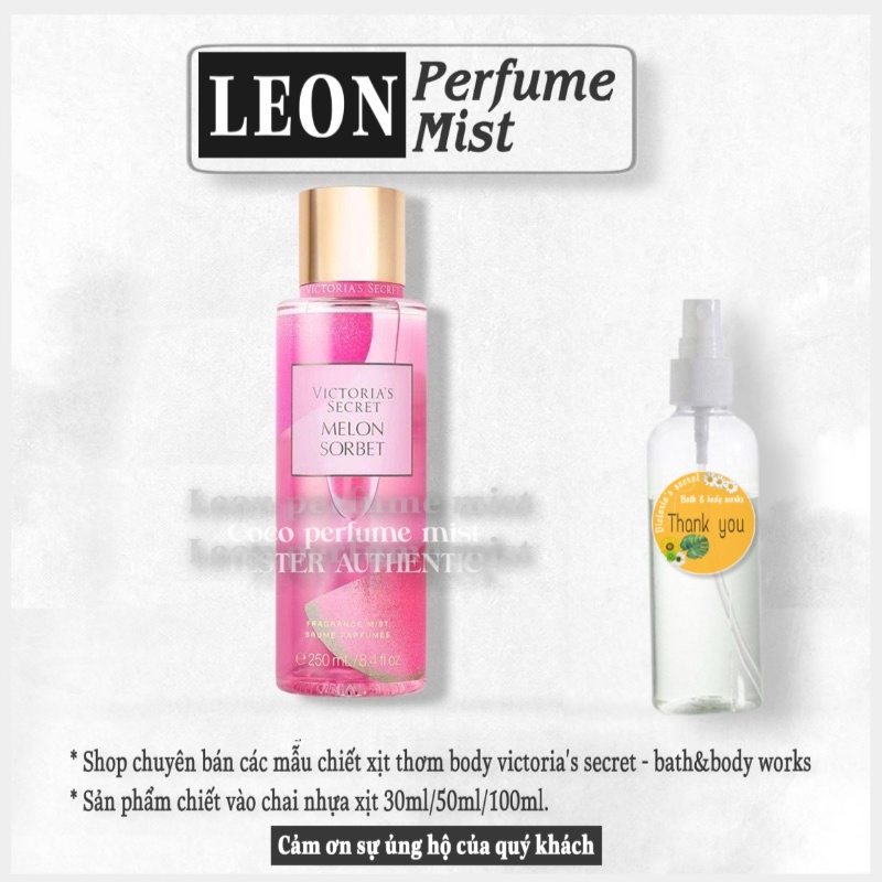 💎LEON💎 Xịt thơm toàn thân Victoria Secret Melon Sorbet - 𝐦𝐚̂̃𝐮 𝐭𝐡𝐮̛̉ 𝟑𝟎𝐦𝐥/𝟓𝟎𝐦𝐥