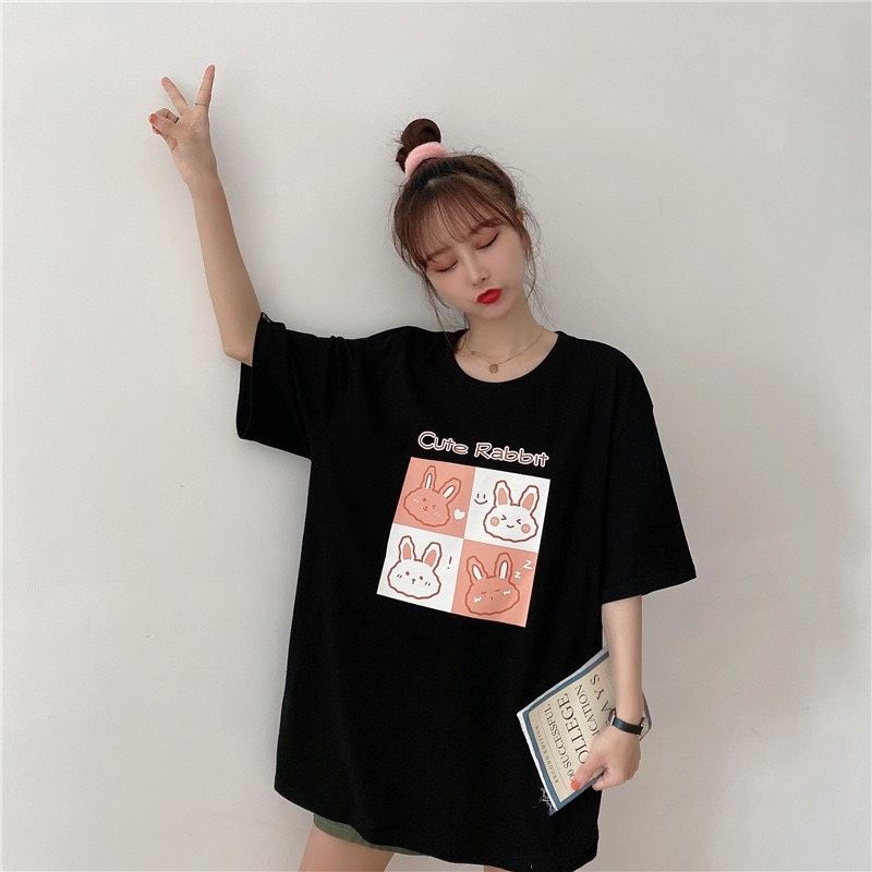 Áo thun tay lỡ unisex thỏ cute rabbit