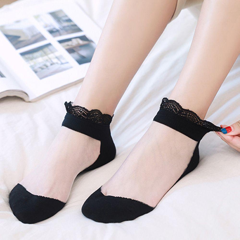 Tất Ren Xuyên Thấu Thoáng Khí Phối Bèo Kiểu Hàn Quốc Dễ Thương