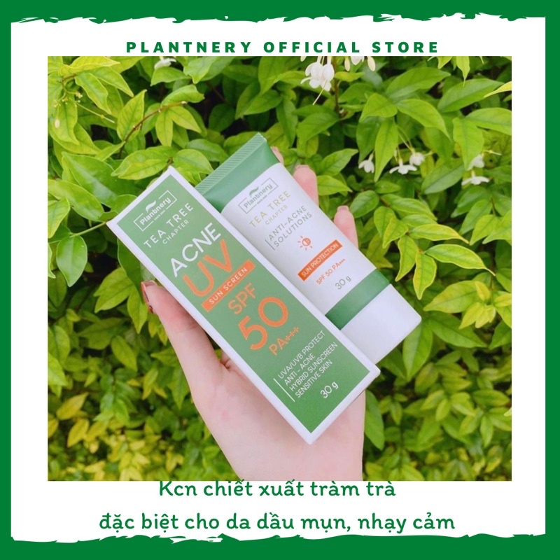 Kem chống nắng tràm trà Plantnery Tea Tree Sunscreen SPF 50 PA +++ 30 gram Thái Lan dành cho da dầu mụn