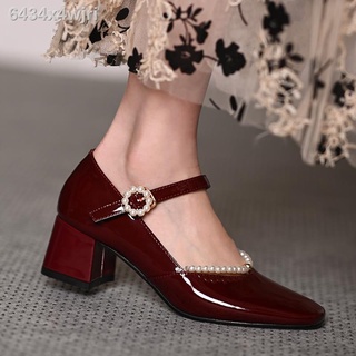 [SALE]6434x4wjriGiày nữ Mary Jane mũi vuông cổ điển gót trung bình giày chunky 2022 mùa xuân và thu mới tất cả phù hợp v