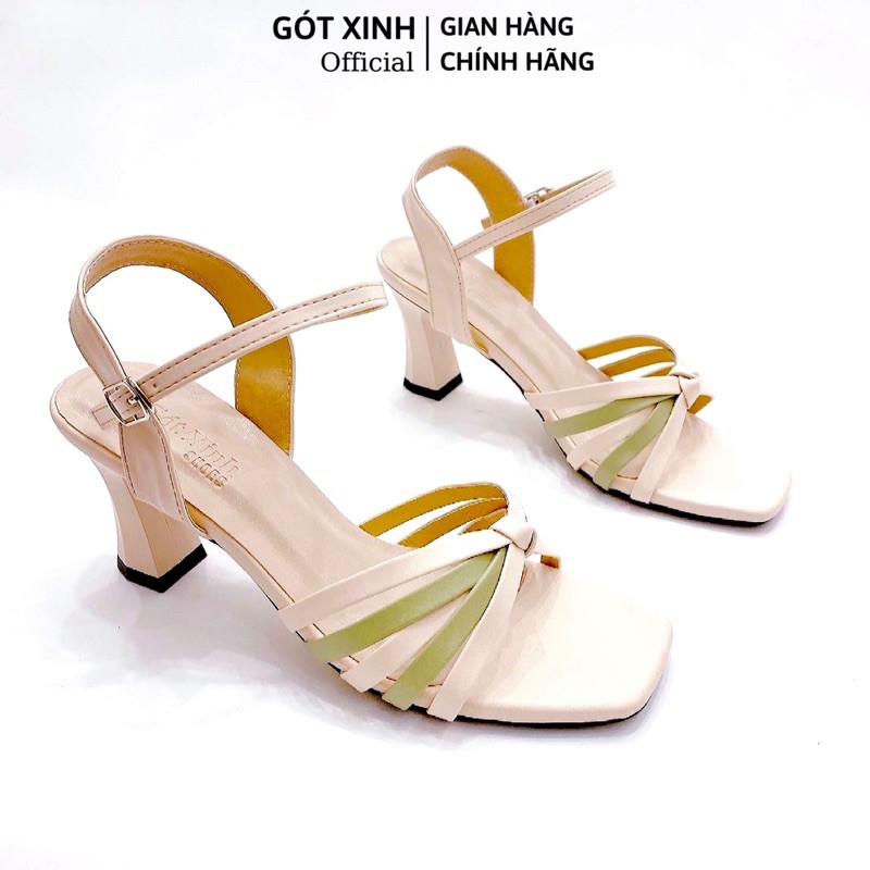 Sandal cao gót nữ GÓT XINH GX293 da mềm gót trụ vuông cao 5cn