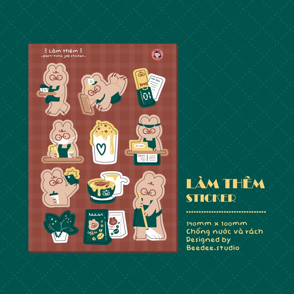 |3| Tấm STICKER DECAL chống nước hình dán dễ thương có thể dán lên kindle |Hàng độc quyền Beedee.studio| - Kindle Hà Nội