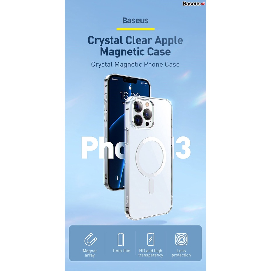 Ốp lưng PC siêu mỏng Magsafe từ tính Baseus Crystal Magnetic Dành Cho Phone 13 Promax/ 13Pro/ 13