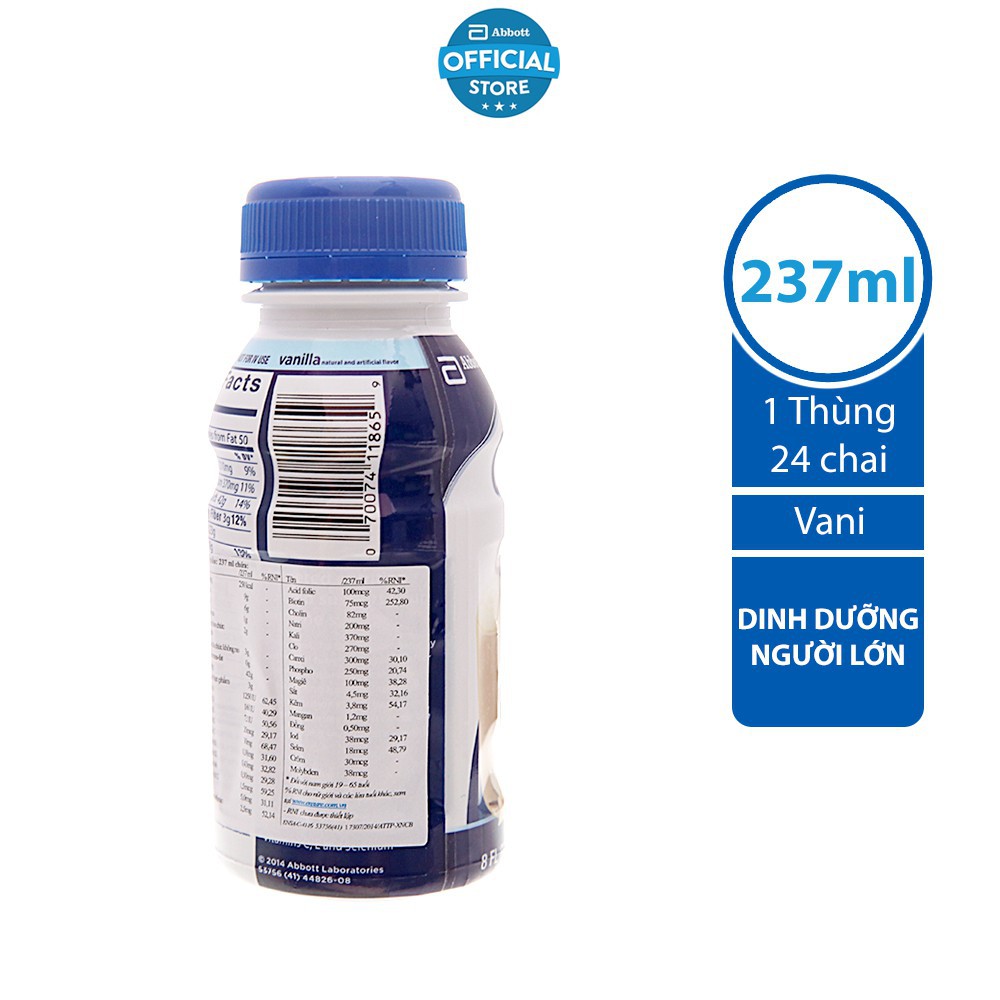 Thùng 24 chai sữa Ensure nước vani 237ml