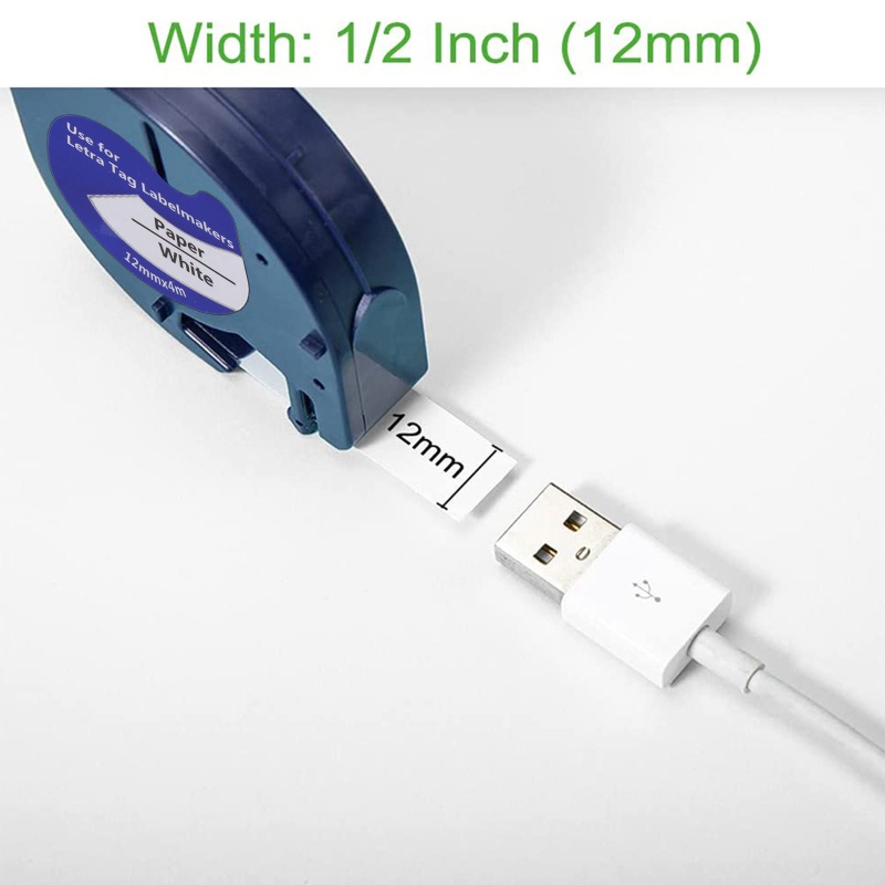 Băng Nhãn Giấy Trắng Đen Dành Cho Máy In Dymo-Letratag LT-100H LT-100T