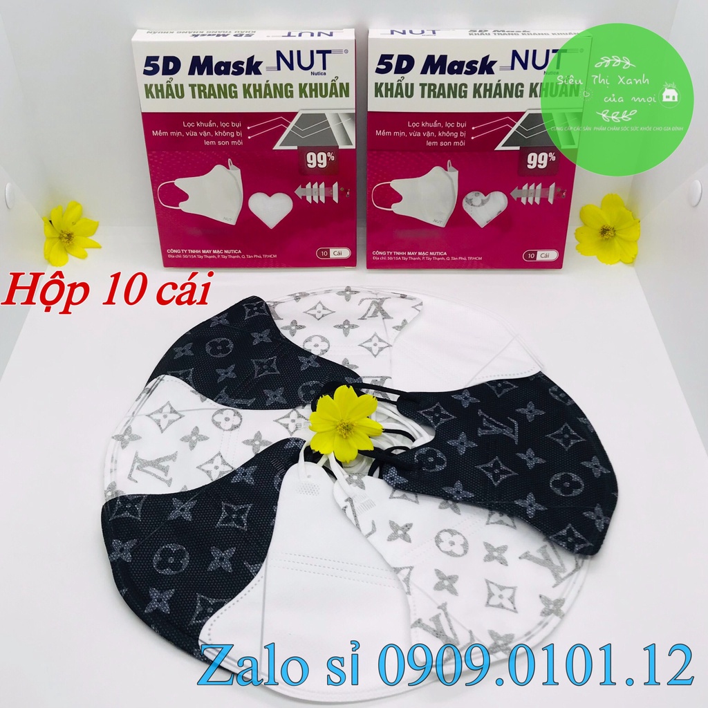 (Thùng 200 cái) Khẩu trang 5d NUT chính hãng, 5d người lớn hãng Nutica dây deo chắc chắn không ngộp không lem son