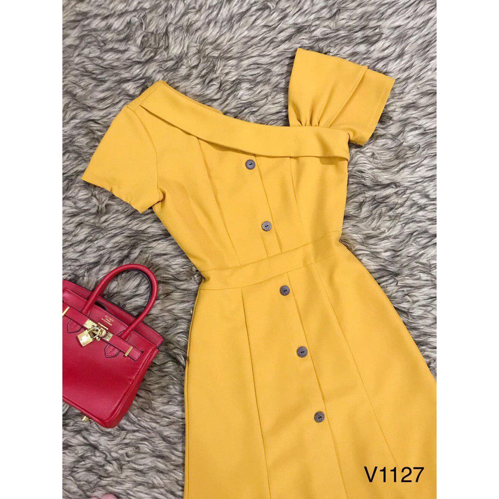 [ xả kho ] MiD Đầm vàng sơmi quý phái V1127 Mie Design {ảnh thật shop tự chụp}