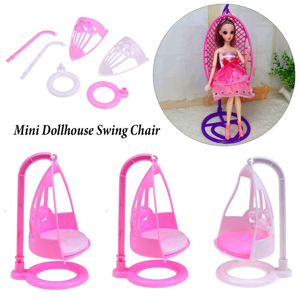 RAINBOW 1/2pcs Pastic Doll Miniature Furniture Kid's Princess Accessories Dollhouse Swing Chair New Play House Toys Mini Girl Gift Doll House Decoration