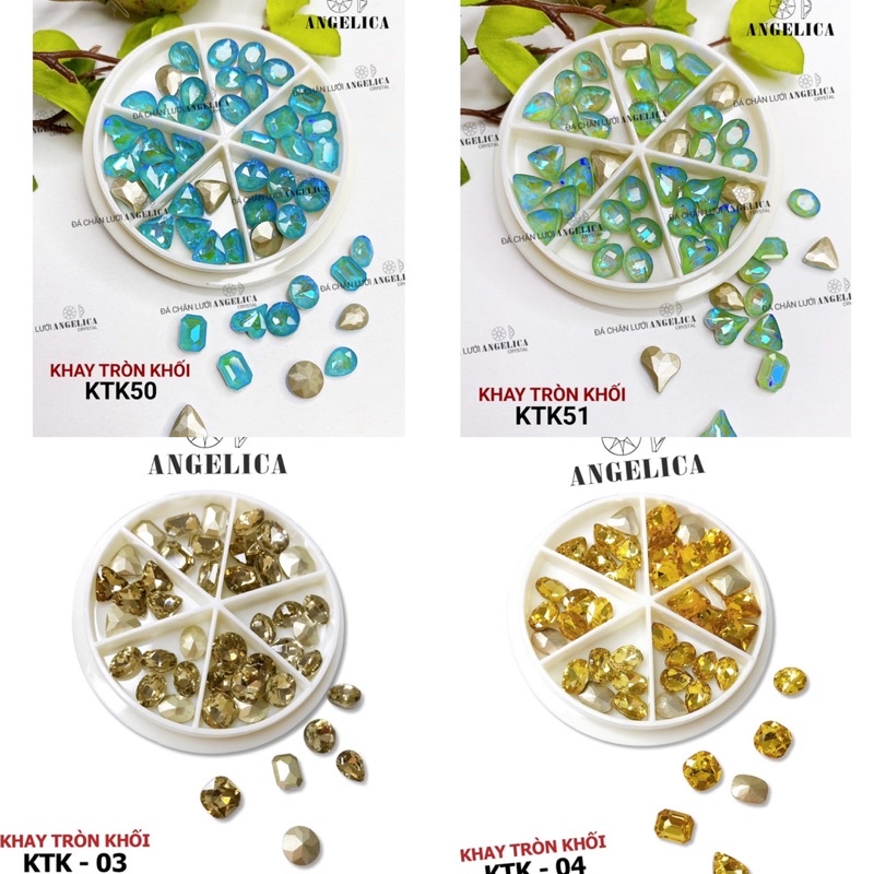 Khay đá khối 36 viên mix - phụ kiện nail trang trí móng