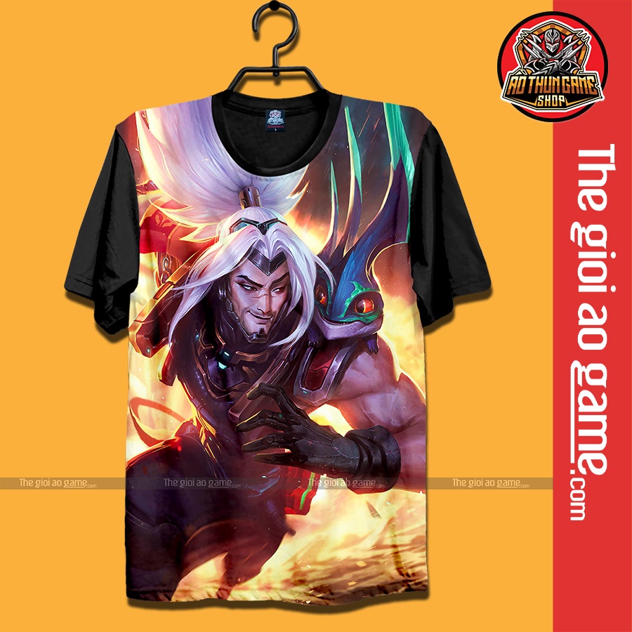 Áo liên minh huyền thoại tóc chiến Yasuo Kiếm Khách Áo thun LMHT phông Đen league of legends