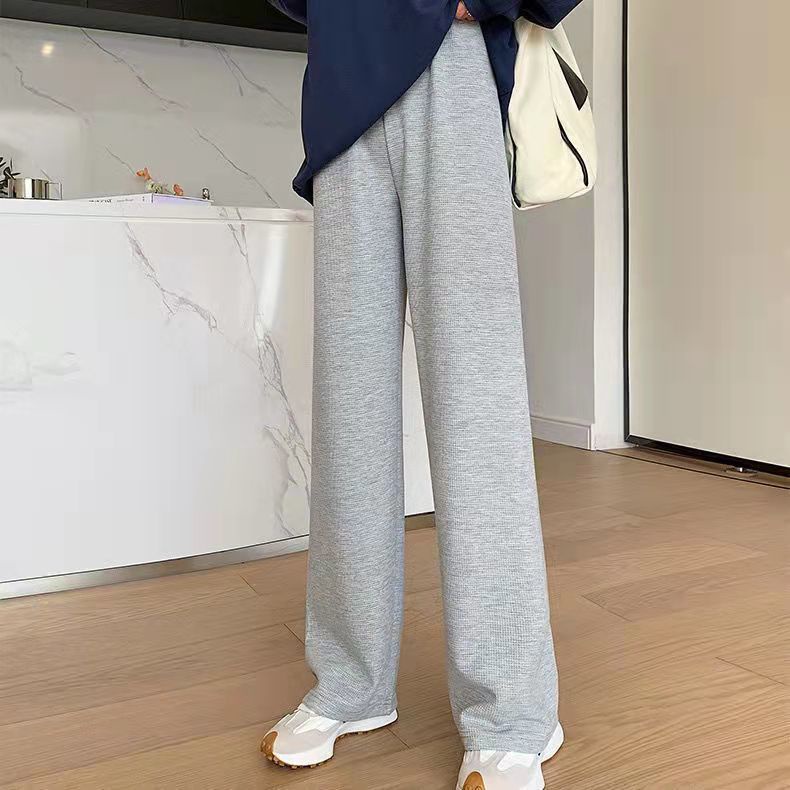 Quần Thể Thao Nữ Ống Rộng Lưng Cao Màu Xám Thời Trang