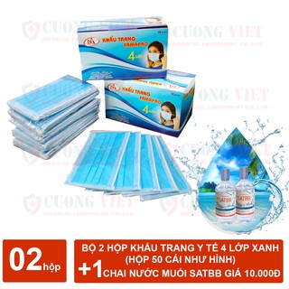 Bộ 2 hộp khẩu trang Famapro 4 lớp + Nước muối sinh lí 500ml