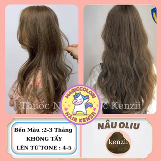 Thuốc Nhuộm Tóc Nâu Olive Tặng Oxy Trợ Nhuộm Găng Tay Mũ Chùm Kenzii Lên Từ Tone Nâu 4 - 5