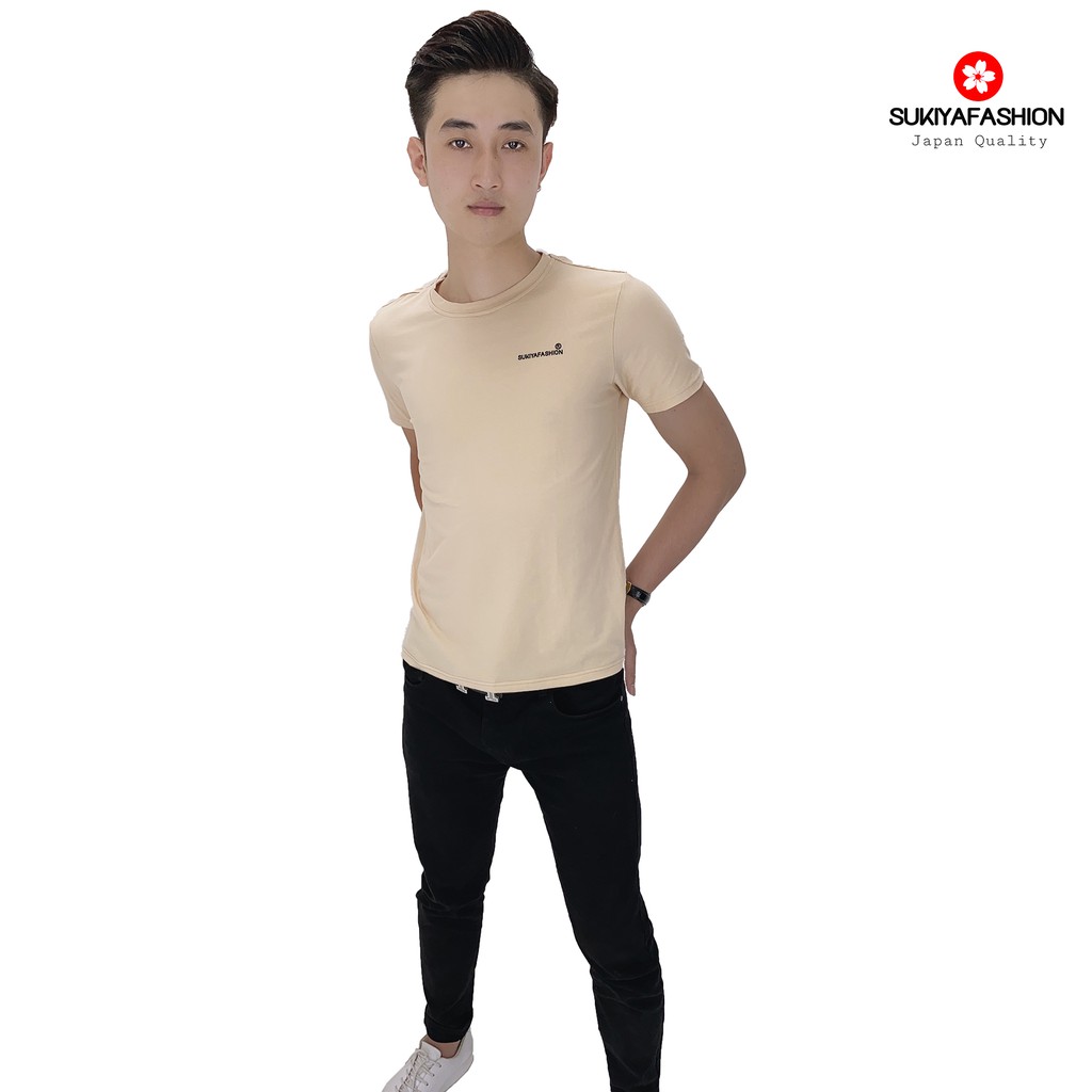 Áo thun nam hàng hiệu SUKIYA cao cấp chất 100% cotton co dãn 4 chiều AT03