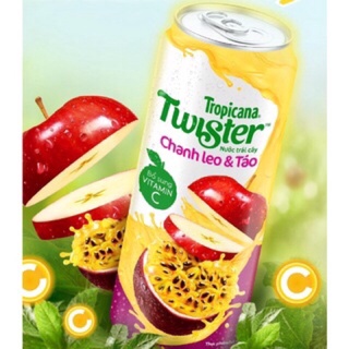 Twister chanh leo táo lon 320ml