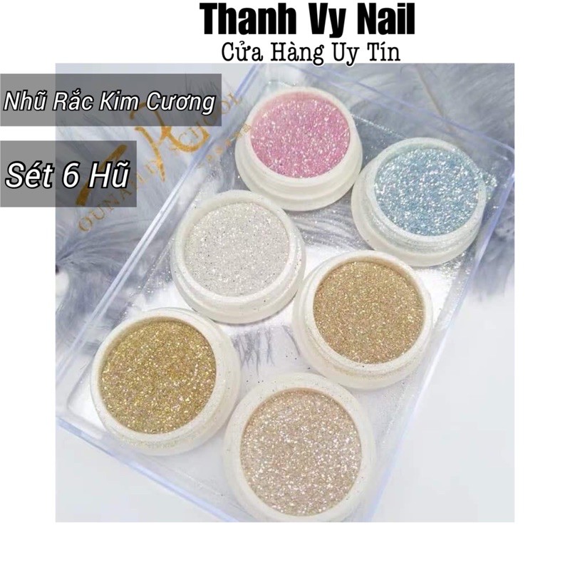 Nhũ Rắc Kim Cương, Sét Nhũ 6 Hũ [Thanh Vy Nail]