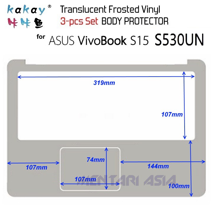 Set 3 Miếng Dán Bảo Vệ Thân Máy Asus Vivobook S15 S530un