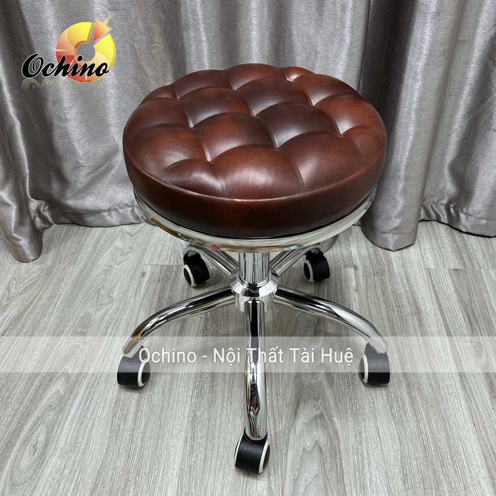 Ghế Xoay Spa Mẫu Tròn Trơn Sang Chảnh Nâng Hạ 40-55Cm Và Xoay 360 Dành Cho Thẩm Mỹ Viện Phun Xăm, Quán Nail ( Ảnh Thật)